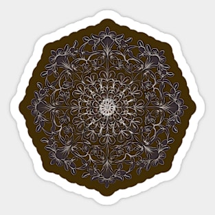 Floral Mandala Pattern with Intricate Flower and Leaf Designs Radiating From the Center Sticker